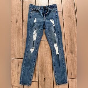 Aeropostale Blue Distressed Skinny Jeans